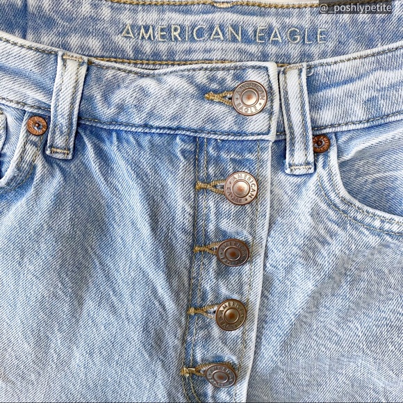 AE denim ripped distressed jean mom comfort stretch band skort - Picture 12 of 16